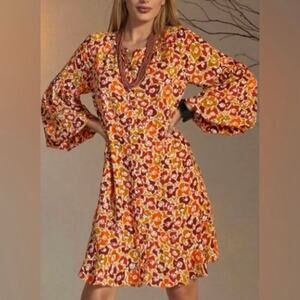 CAbi Red&Orange Floral Daydream Dress Sz.L